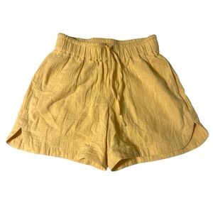 NEW Pact Coastal Double Organic Cotton Gauze Curved Hem Yellow Shorts Size XS